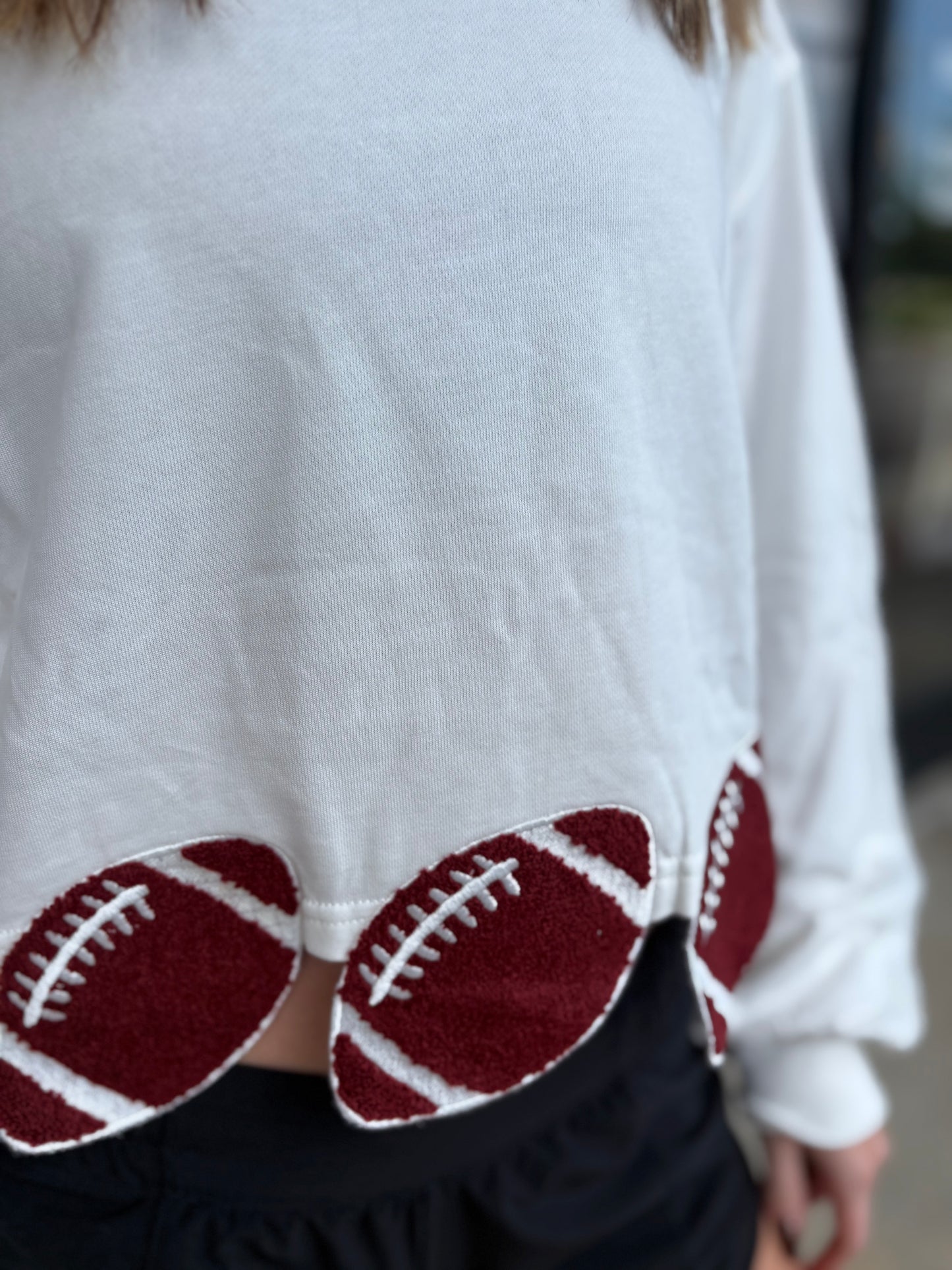 Football Patch Cropped Sweatshirt - Off White