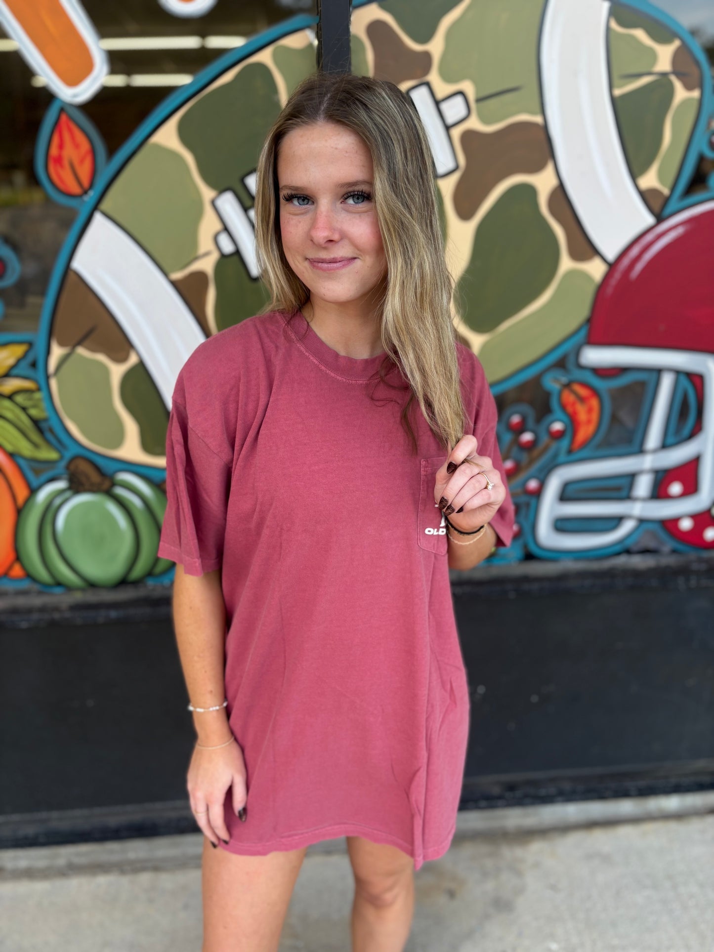 Old Row Tuscaloosa Camo Elephant Pocket Tee  - Crimson