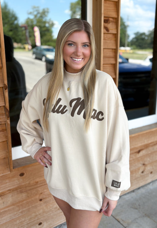 Lulu Mac Script Sweatshirt - Sand/Brown