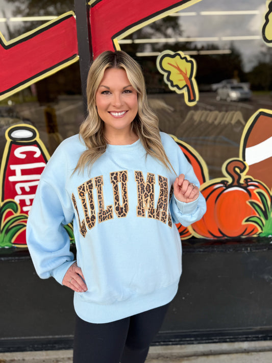 LULU MAC Sweatshirt : LIGHT BLUE/ CHEETAH