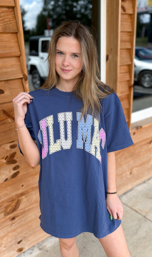 Lulu Mac Stripe ADULT Multi Polka Dot China Blue Comfort Colors