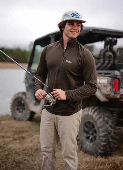 Local Boy Waffle Half Zip - Deep Mocha