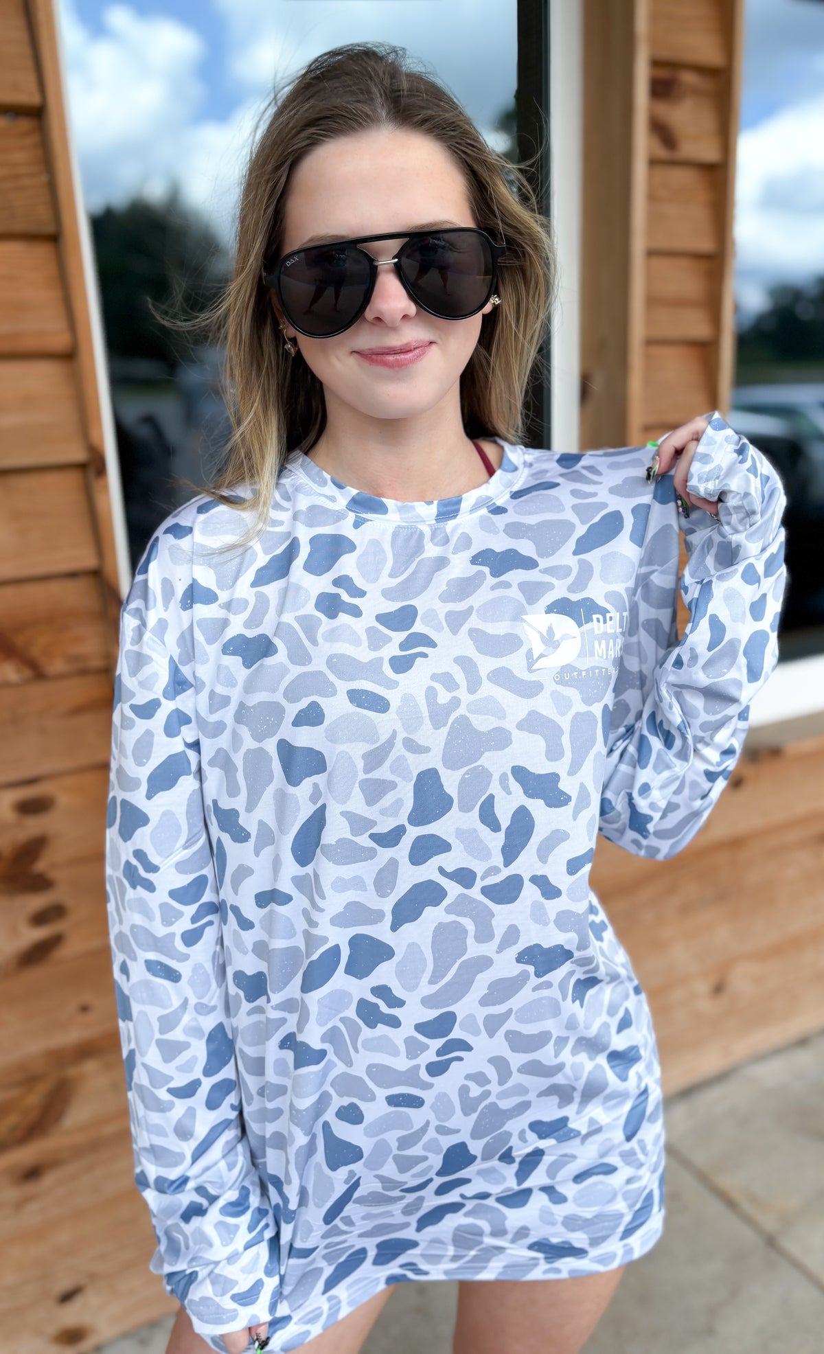 Delta Marsh Performance Long sleeve Tee  -Ocean Camo