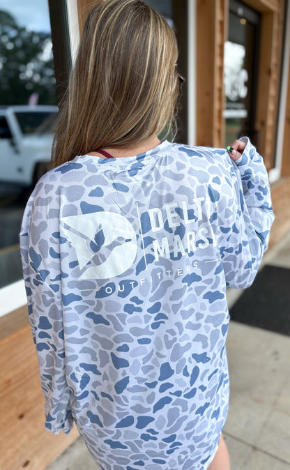 Delta Marsh Performance Long sleeve Tee  -Ocean Camo