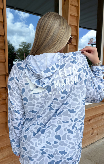 Delta Marsh Performance Hoodie -Ocean Camo