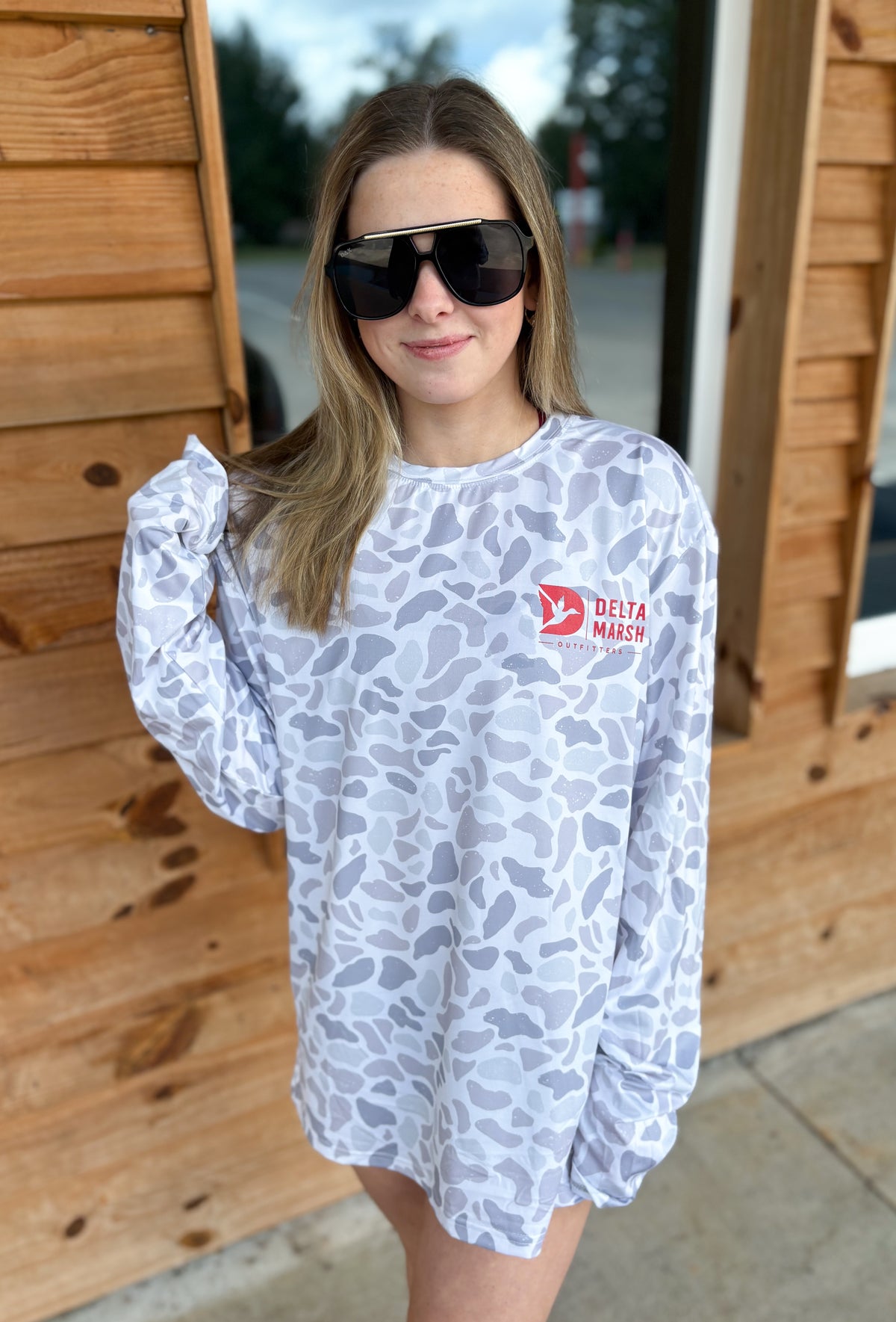 Delta Marsh Performance Long sleeve Tee  - Collegiate Storm Camo