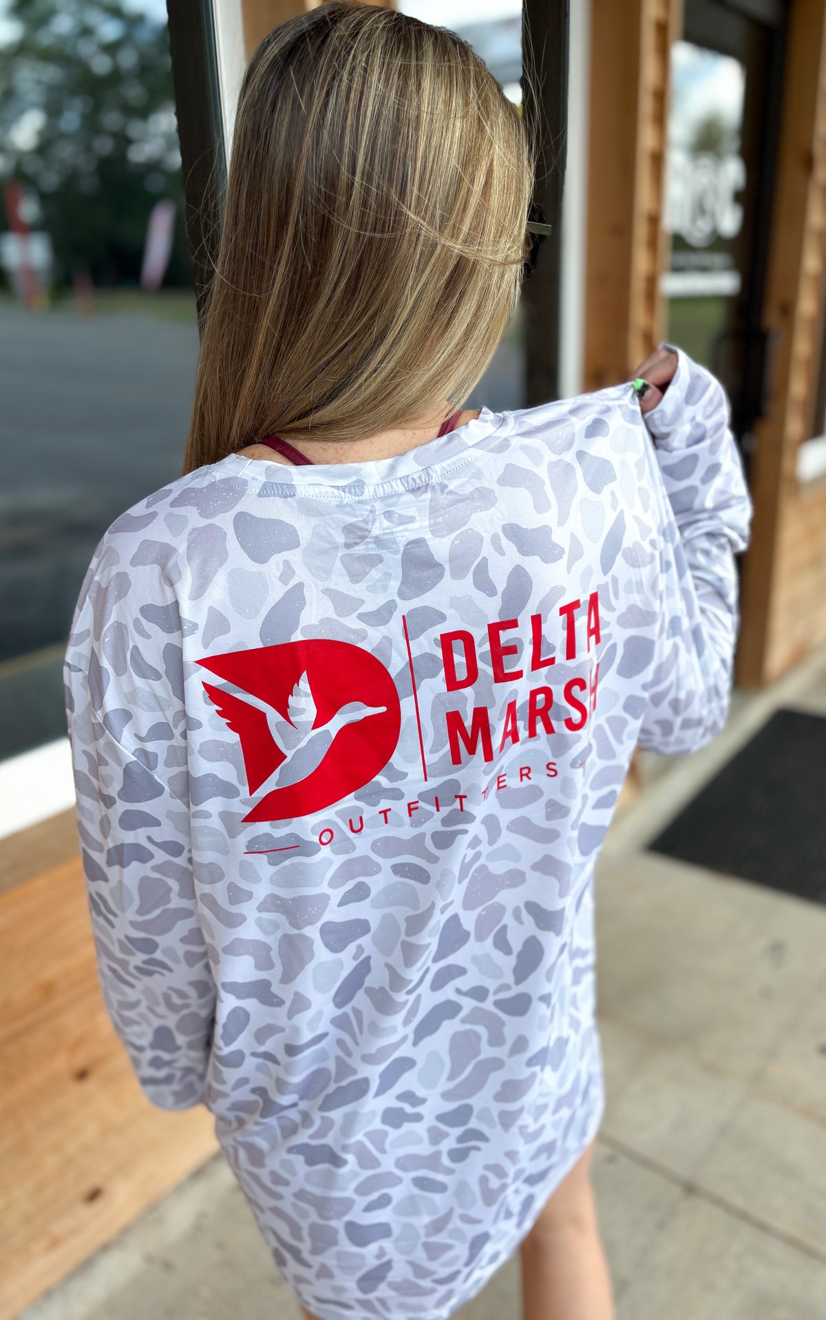 Delta Marsh Performance Long sleeve Tee  - Collegiate Storm Camo