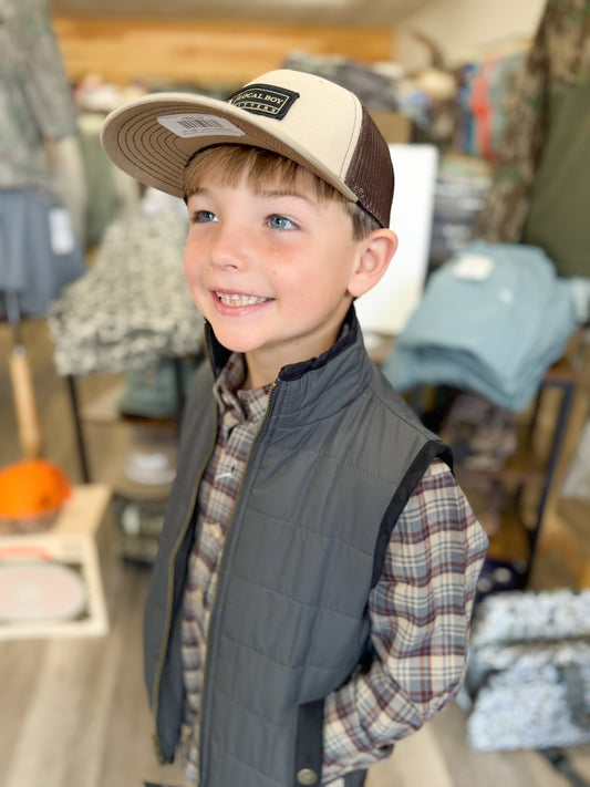 Youth Local Boy Brick Quilted Vest - Charcoal