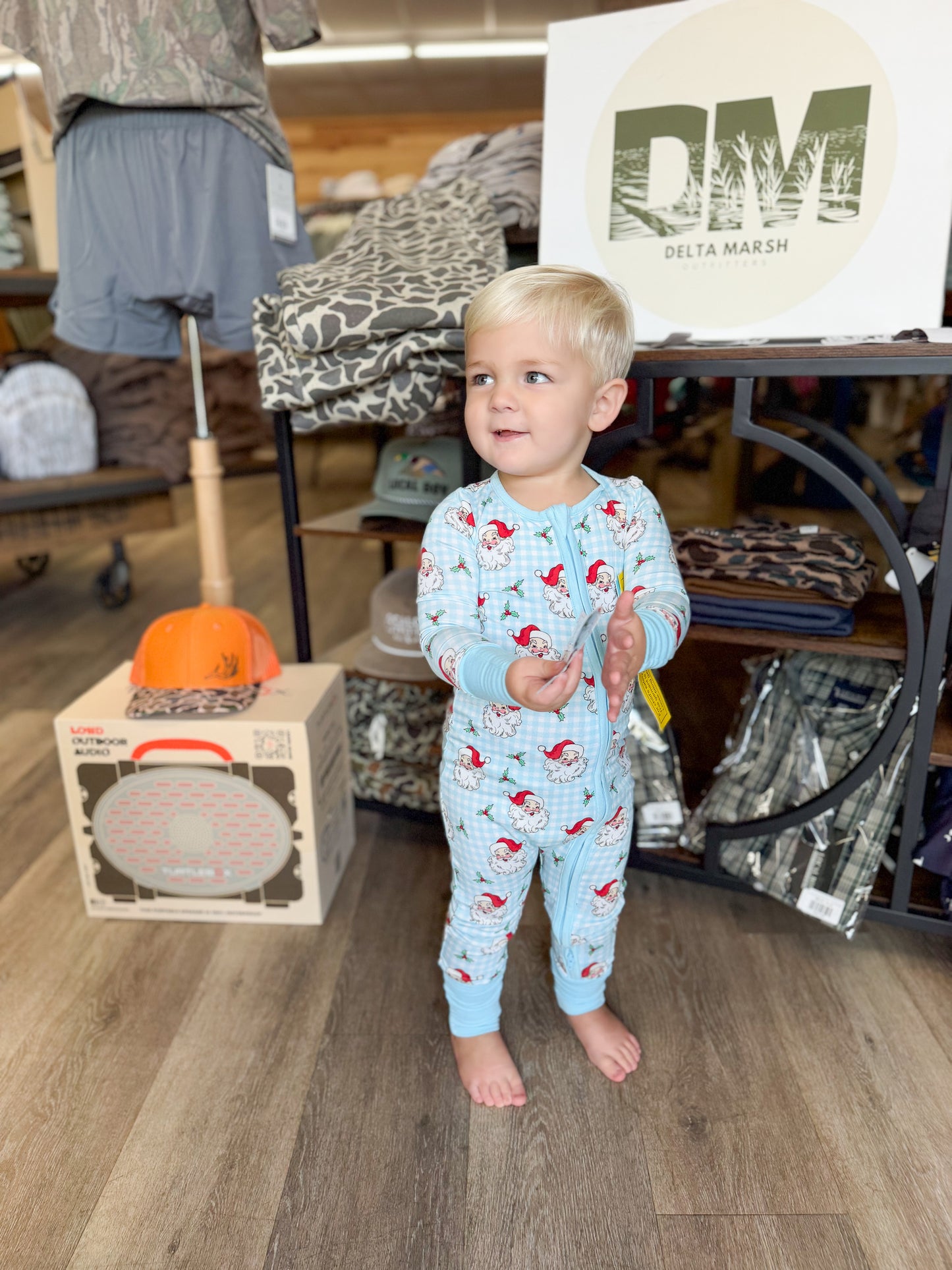 SoftSnooze™ Baby Bamboo Viscose Blue Dear Santa Convertible One Piece Footie Pajama
: Blue