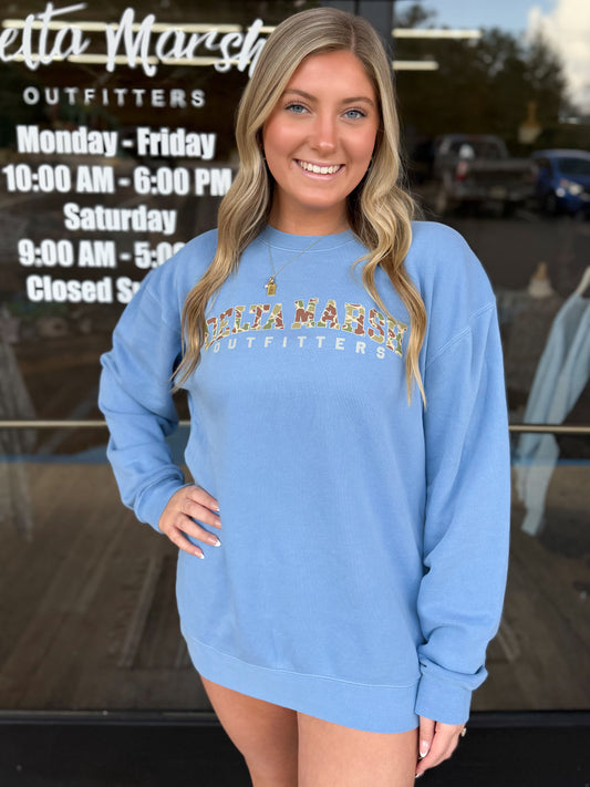 Blue Camo Delta Marsh Outfitters Oversized Sweatshirt
