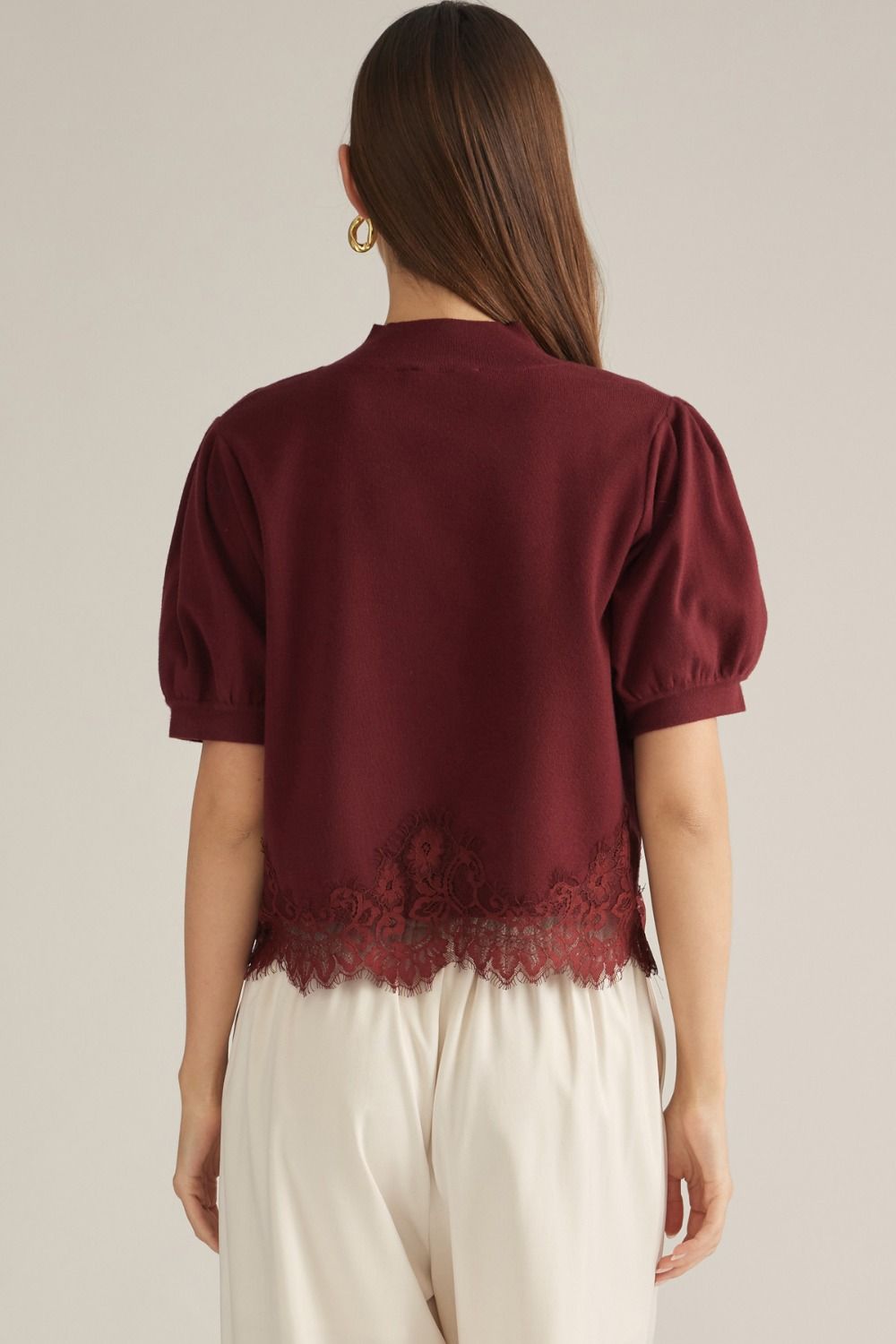 Entro Short Sleeve Puff Sweater Top