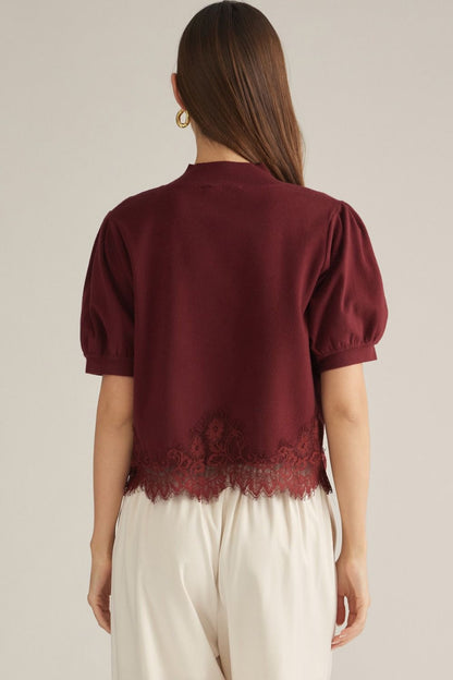 Entro Short Sleeve Puff Sweater Top