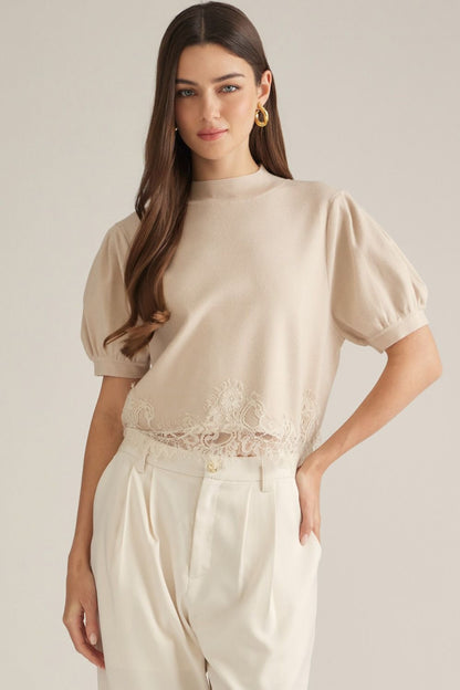 Entro Short Sleeve Puff Sweater Top