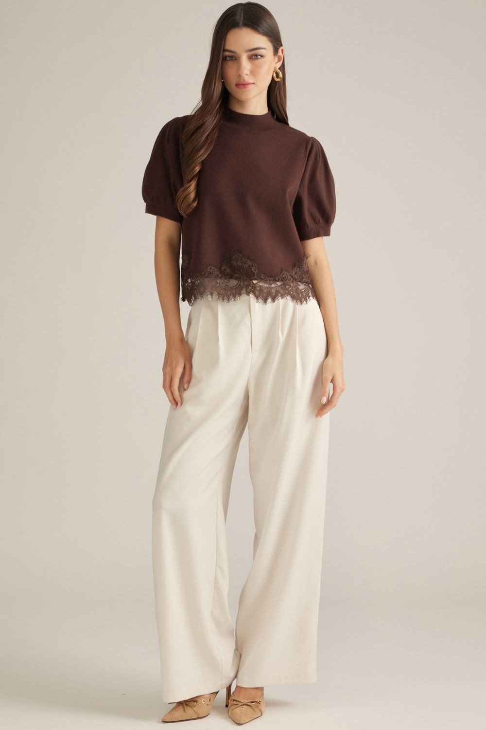 Entro Short Sleeve Puff Sweater Top