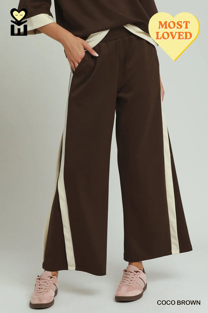 LUXEKNIT Colorblock Side Stripe Straight Pants 27"