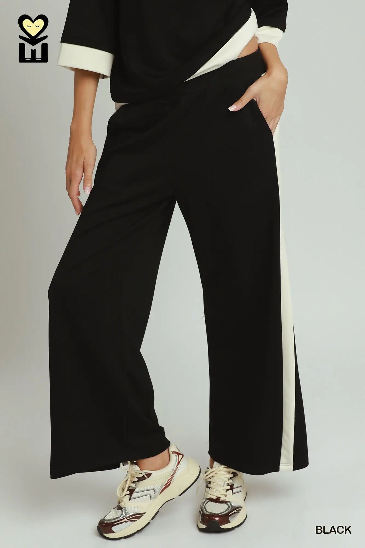 LUXEKNIT Colorblock Side Stripe Straight Pants 27"