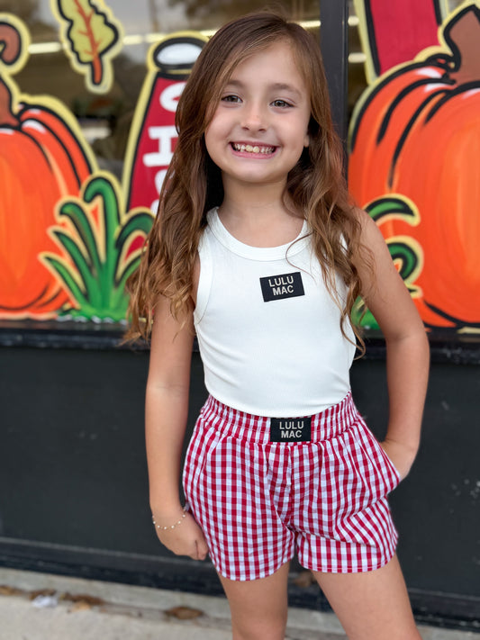 LULU MAC Red Gingham KIDS SHORTS