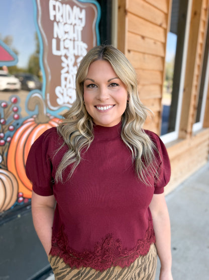 Entro Short Sleeve Puff Sweater Top