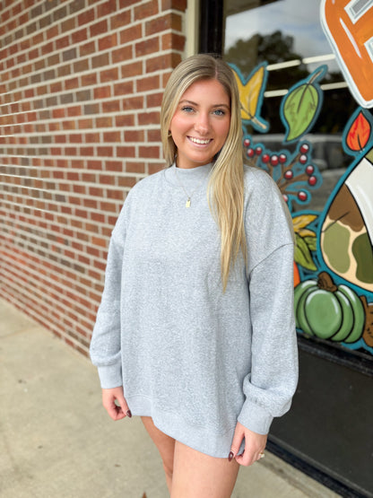 Heather Wholesale Essential Mockneck Crew: Gray