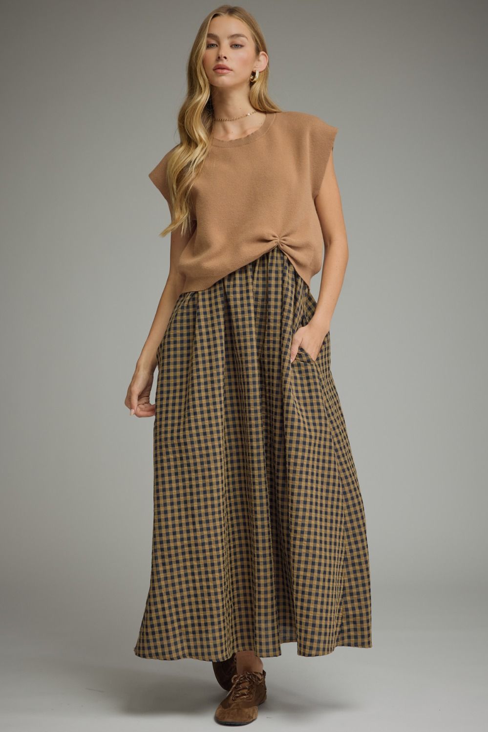 Gingham Midi Dress