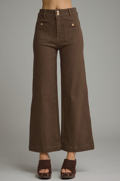 Solid Wide Leg Pant Brown