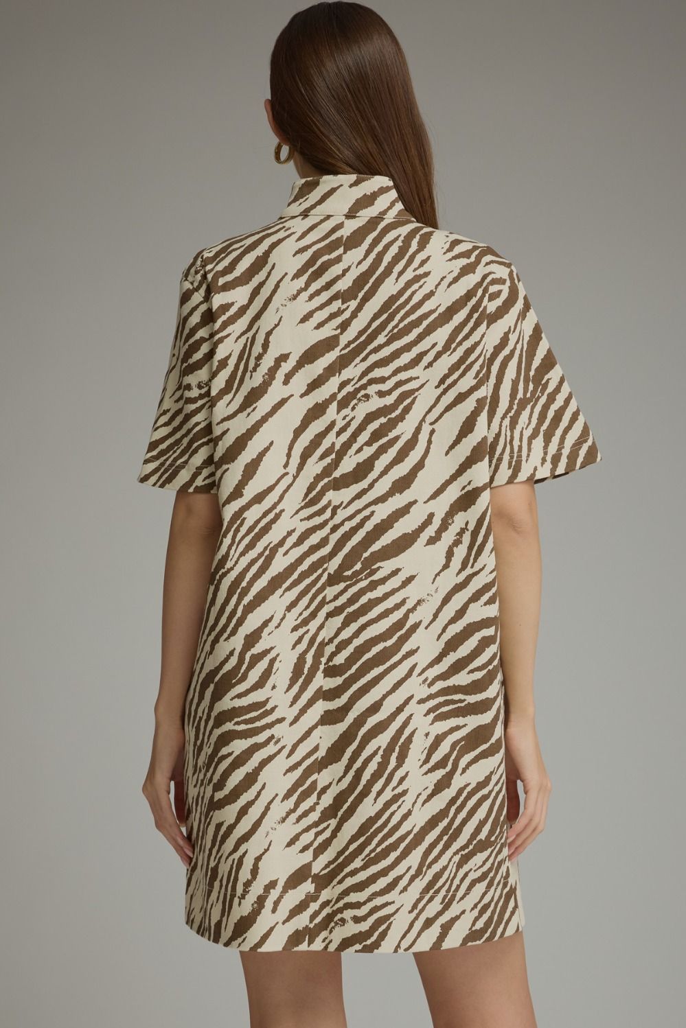 Zebra Print Short Sleeve Mini Dress