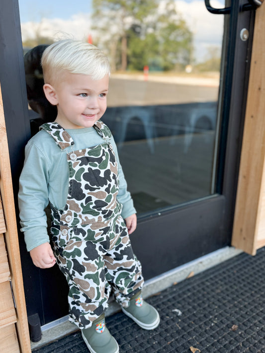 Baby Boys Kids Brown Camo Denim Strap jumpsuits Overall