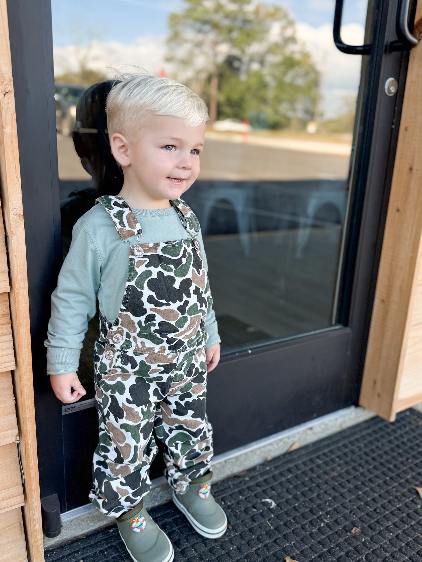 Baby Boys Kids Brown Camo Denim Strap jumpsuits Overall