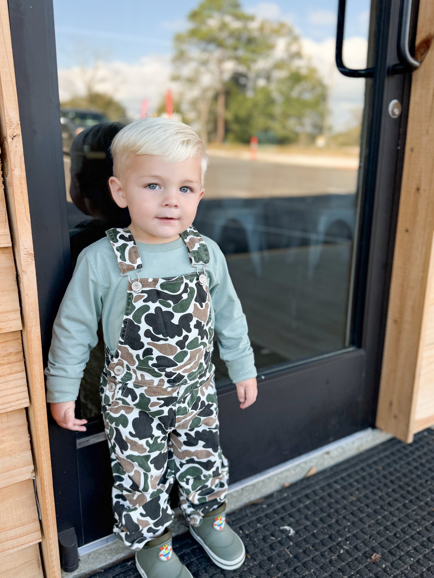 Baby Boys Kids Brown Camo Denim Strap jumpsuits Overall