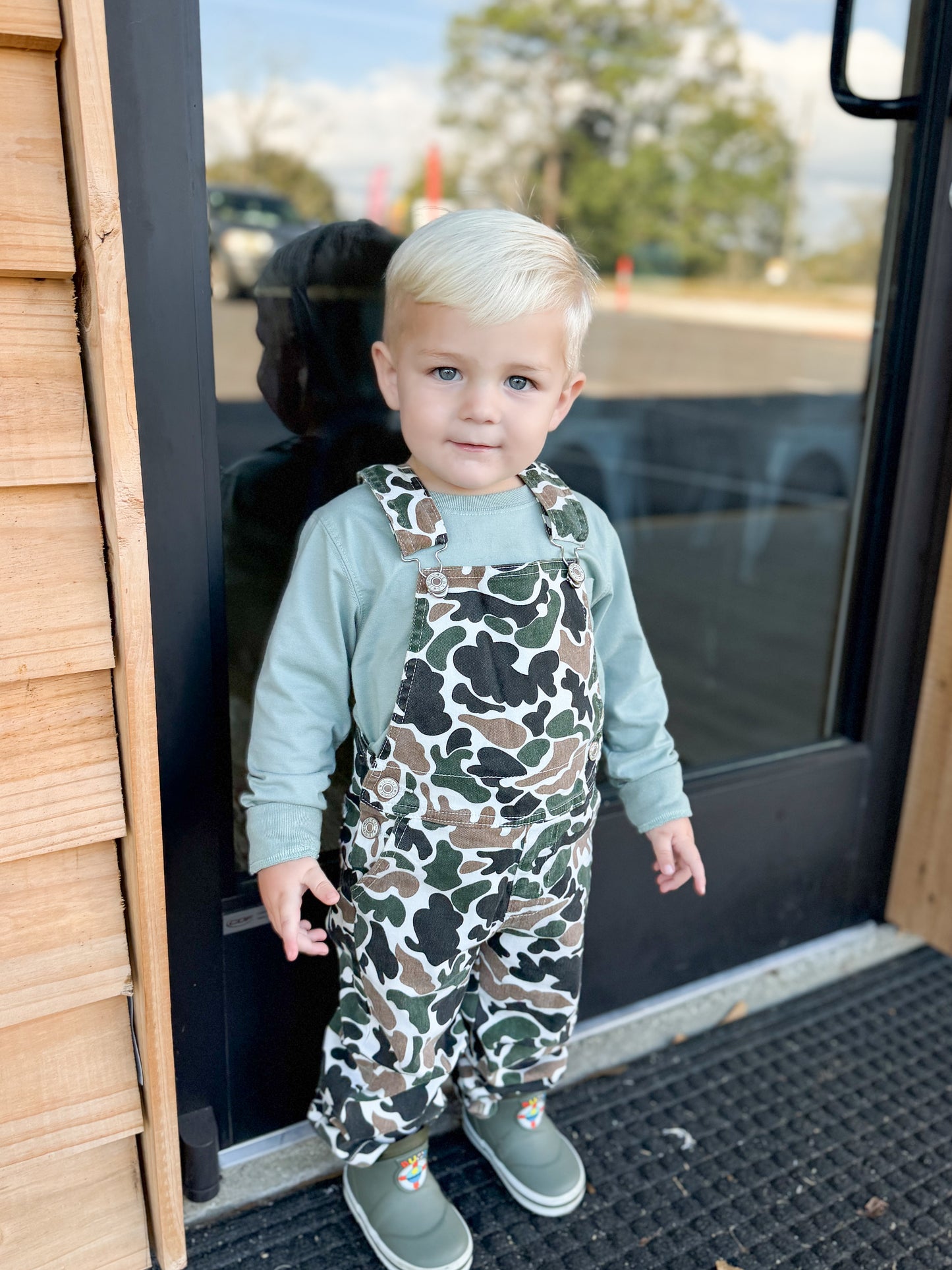 Baby Boys Kids Brown Camo Denim Strap jumpsuits Overall