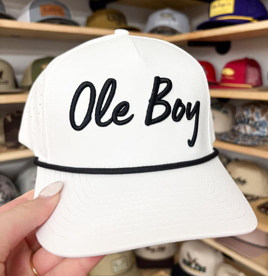 Ole Boy- White Performance Golf Hat