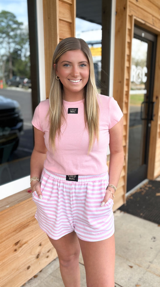 LULU MAC BABY DOLL TOP SS: Pink