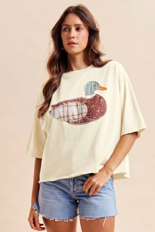 MALLARD DUCK PATCHWORK DOLMAN SLEEVE KNIT TOP