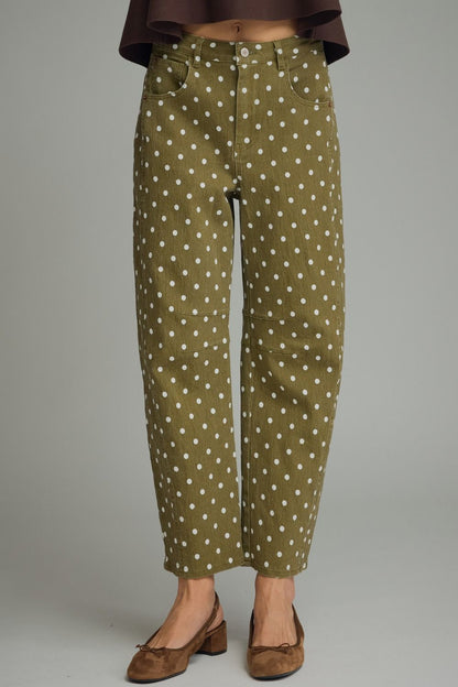 Olive Polka Dot Pant