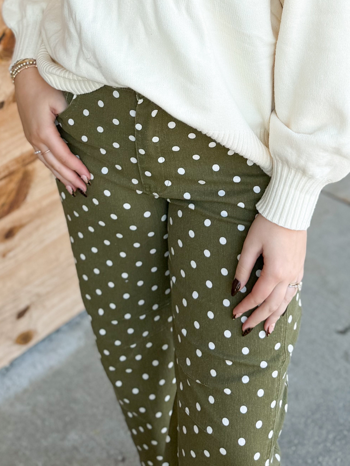 Olive Polka Dot Pant