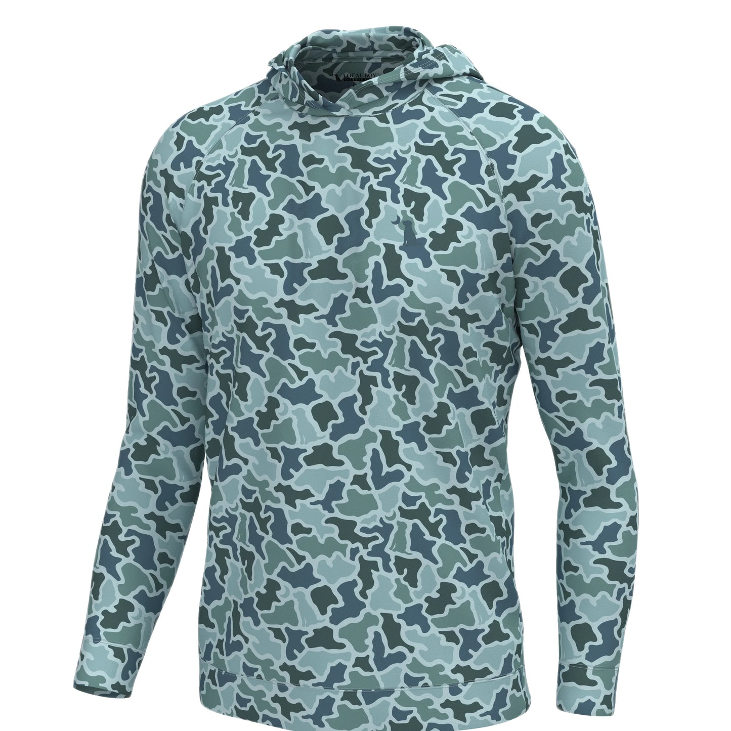 Local Boy Outfitters Youth Hemlock Hoodie- Blue Dog & Moon Camo