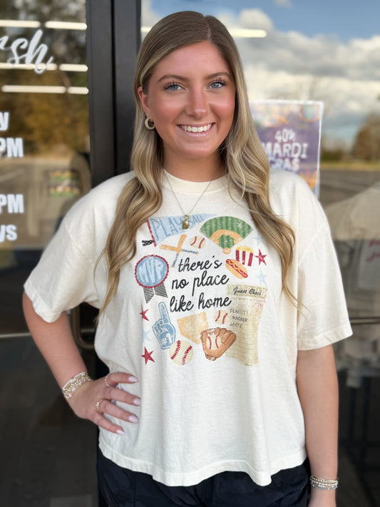 No Place Like Home Baseball Collage Crop Tee