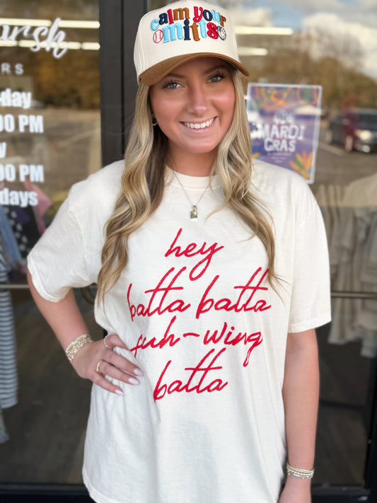 Hey Batta Swing Batta Adult Tee: Ivory