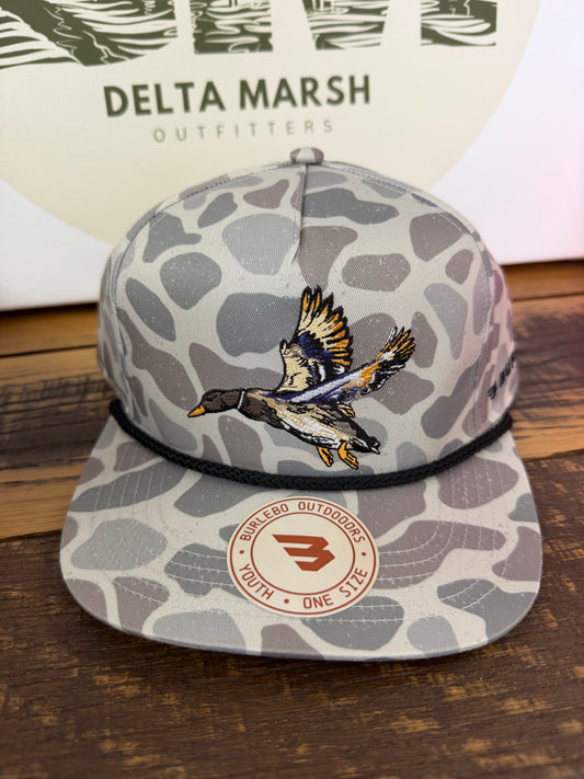 YOUTH BURLEBO Cap- Diving Mallard- Classic Deer Camo