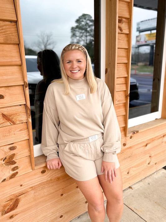 Lulu Mac Longsleeve Terry Cloth Top - Sand