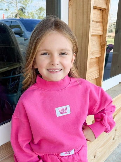 Youth Lulu Mac Longsleeve Terry Cloth Top - Hot Pink
