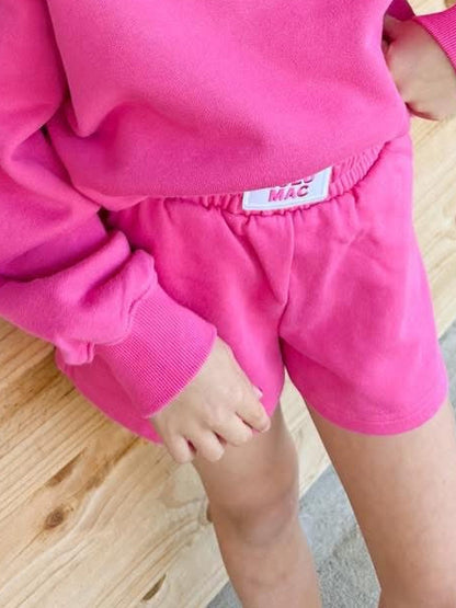 Youth Lulu Mac Longsleeve Terry Cloth Top - Hot Pink
