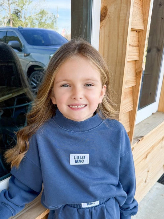 Youth Lulu Mac Longsleeve Terry Cloth Top - Navy