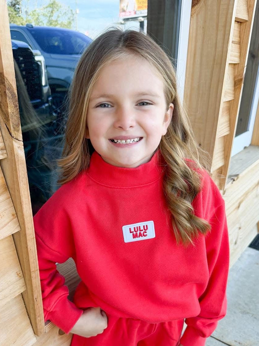 Youth Lulu Mac Longsleeve Terry Cloth Top - Red