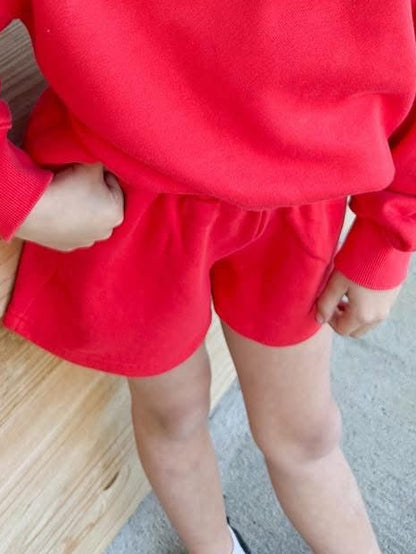 Youth Lulu Mac Terry Cloth Shorts - Red