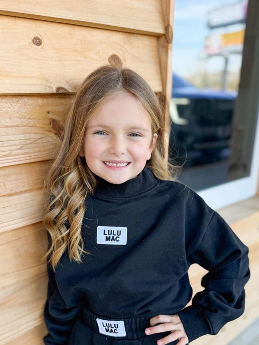 Youth Lulu Mac Longsleeve Terry Cloth Top - Black