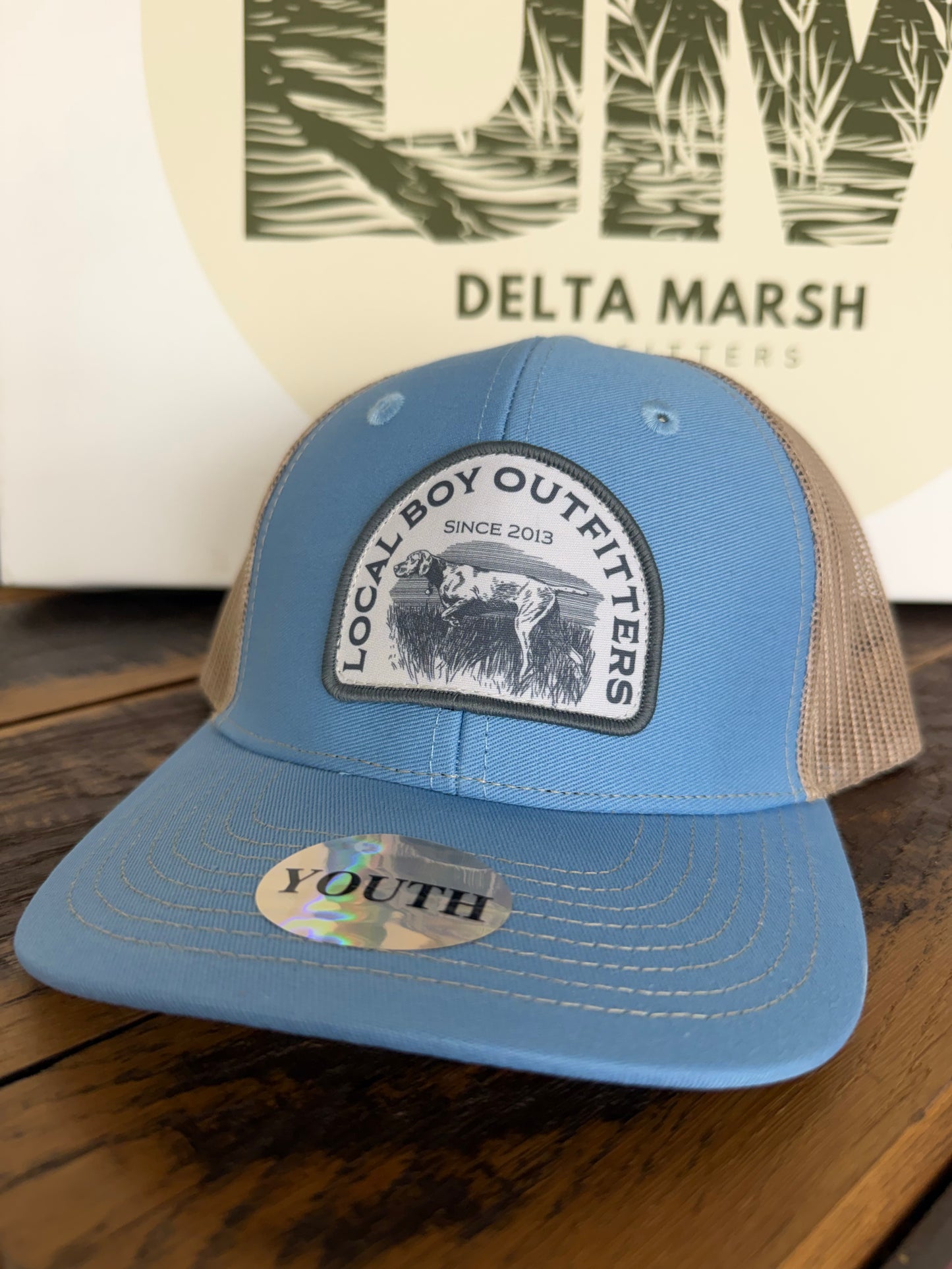 Youth Local Boy Vintage Pointer Trucker Hat - Columbia Blue/Khaki
