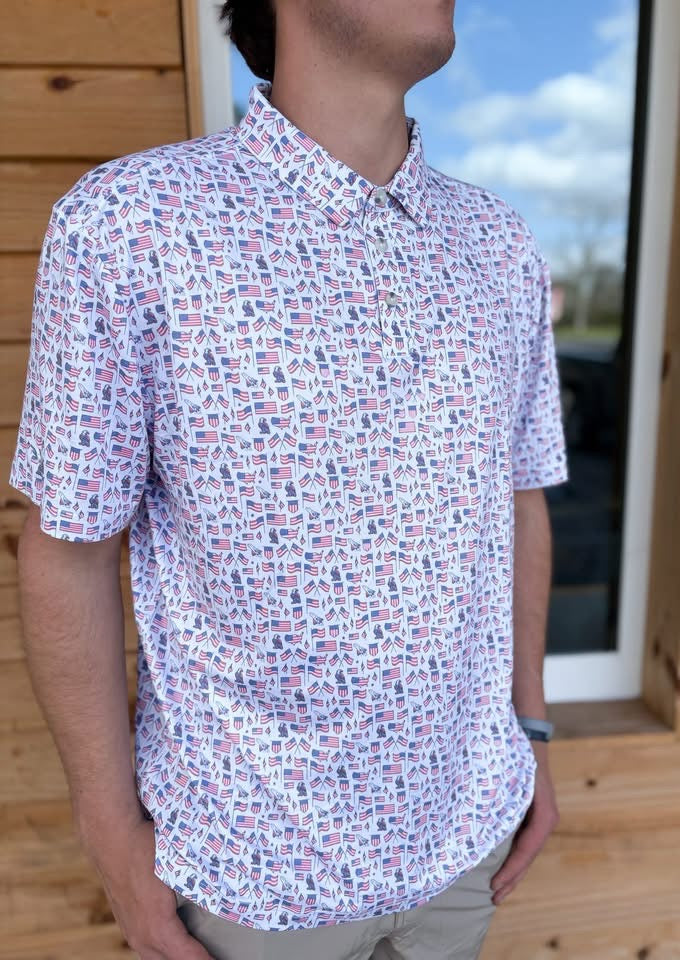 BURLEBO Old Glory Performance Polo