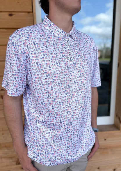 BURLEBO Old Glory Performance Polo