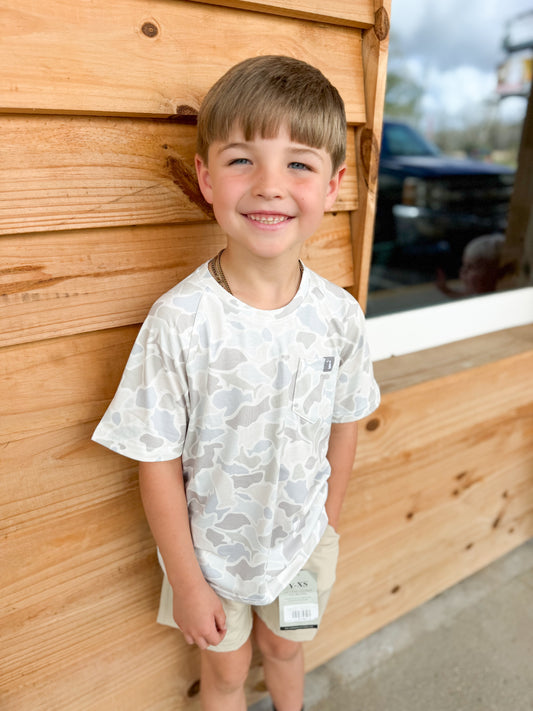 Youth Local Boy S/S Heather Blend Crew - Saltwater Camo